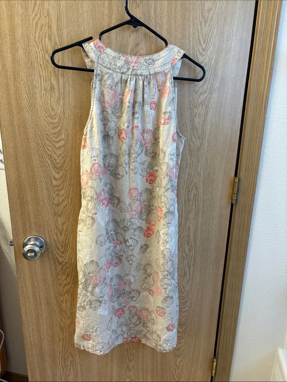 Tommy Bahama Linen Beige Floral Midi Dress with Coral Accents - Picture 3 of 4